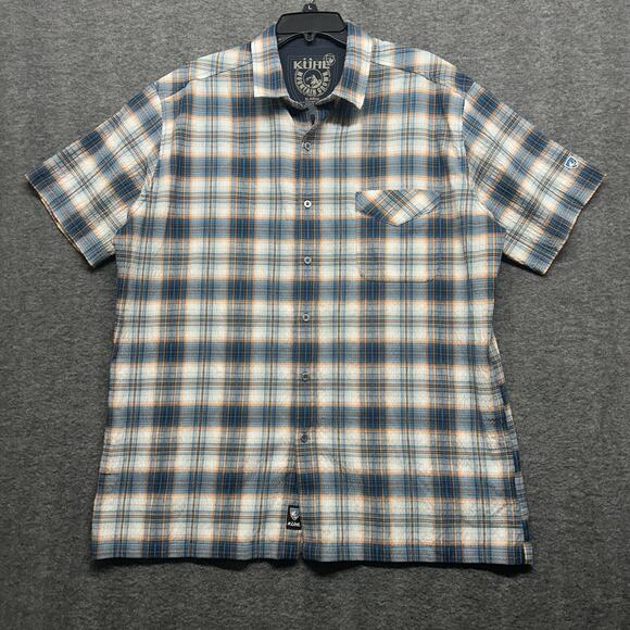 Kuhl Other - KUHL Mens Blue Plaid Short Sleeve Button Up Camp Shirt Size XL Hiking Outdoor